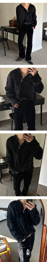 [F/W] Angora brush side zipper knit(2color)