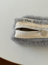 Clam ラウンドペンケース _ ファーグレーストライプ