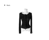 Iton Frill Ribbed See-Through Cardigan