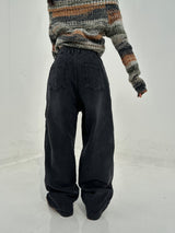 (UNISEX/ S-3XL) BALLOON DARK BLUE WIDE HAREM UNISEX PANTS