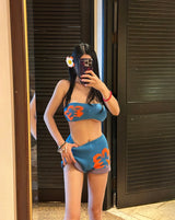 Flower knit bikini swimwear