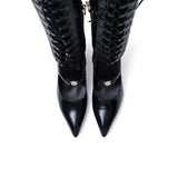 Thigh High Lace-Up Stiletto Boots Heel(Black)