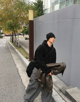 No.1474 high neck crop hood T (3color)