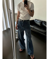 [Unisex]スタッドワイドデニムパンツ
