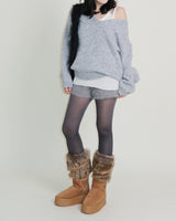 Kina Bendable Angora Fur Micro Shorts (Angora Fur Fabric)