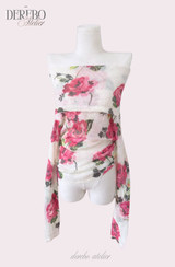 Pink rose off-shoulder long-sleeve top
