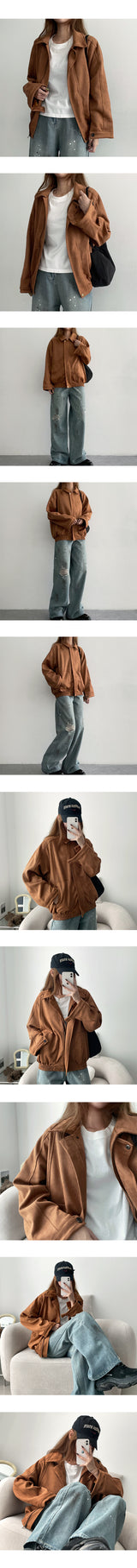 Hana Slit Collar Suede Jumper