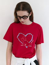 HEART FRIENDS PUPPY T-SHIRT RED