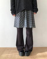 ハエンチェックレイヤードミディスカート