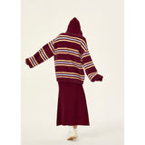 [Girly Fancy Club] Retro striped knitted cardigan loose lazy style sweater jacket