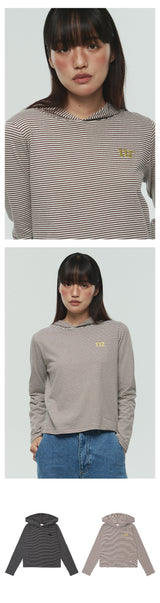 CAT LOGO STRIPE HOODIE - BROWN