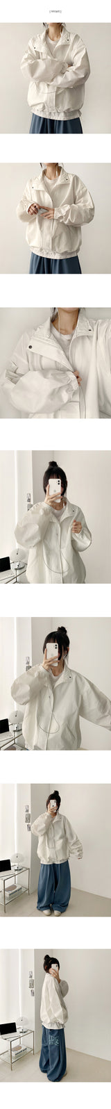 Poe High Neck String Overfit Windbreaker Jumper