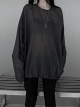 [unisex] シースルーダイアゴナルジッパーT (2color)