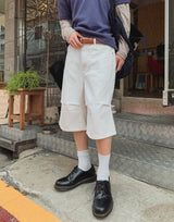 Lowd Adjust Wide Denim Bermuda Pants