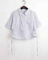 Rooney side shirring pocket crop short sleeve shirt