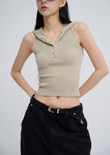 Julie Pig Ribbed Snap Hood Sleeveless
