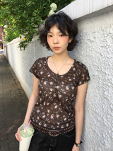 グランドフローラルボタンTシャツ (3color)