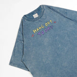 PEANUT STAIN - ハング アウト トゥ ドライ ウォッシュド ブルー オーバーサイズド Tシャツ