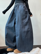 OVER BALLOON CURVE DENIM LONG PANTS 🖤💙2COLOR