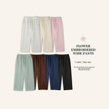 Bloom Embo Flower Banding Wide Pants