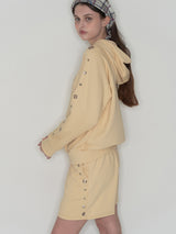 Studded set zip up hoodie - Butter