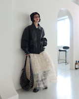 Cancan see-through see-through long skirt