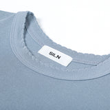 90's スカラップステッチネックTシャツ (DUSTY BLUE)