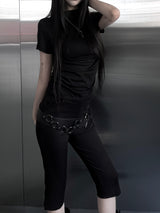 mock neck shirring short sleeve (3color)