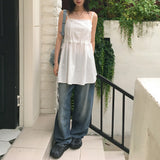 Muke Pintuck Lace String Vacation-Look Sleeveless Dress