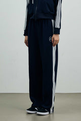 RIBBON JERSEY TRACK PANTS / NAVY