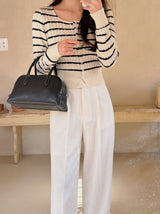 Border Cashmere Cable Knit Cardigan (5color)