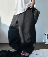 ベルトセット! バルーンユニークナイロンロングパンツ🤍2カラー