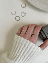 [6 set] pearl dot point ring set / flower cubic ring simple daily layered bold