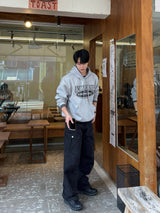 Twill curved wide cargo pants
