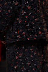 FLORAL JACQUARD ZIP JACKET / BLACK