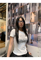 リボンレタリングラウンド半袖Tシャツ