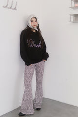 Spandex Leopard Banding Bootcut Pants
