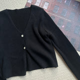 Daisy two button V-neck crop long sleeve cardigan (6 colors)