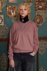 LAYERED V NECK KNIT / INDI PINK