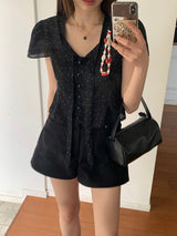 [MADE] Shimiz Dotted Puff Blouse