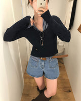 Yami Ribbed Deep V-Neck Knit