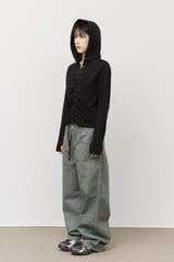 (W) Rim Eyelet Hooded Top