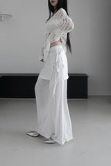 chiffon wrap skirt layered pants (2color)