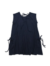 Pintuck waffle flare dress  / navy