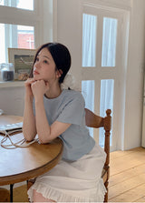 NDベーシックリブクロップショートスリーブTシャツ(6color)