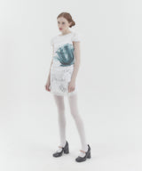 X-ray Rose Puff Cap Sleeve White