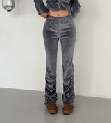 Velvet Shirring Hood Zip-Up