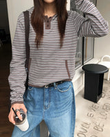 [ORIGINAL] Harden Striped Henley Neck Hoodie