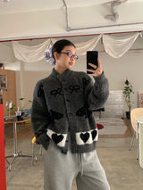 ラブリーハーフタートルネックシックボタンカーディガン
