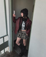 Star studded trackline leather jacket